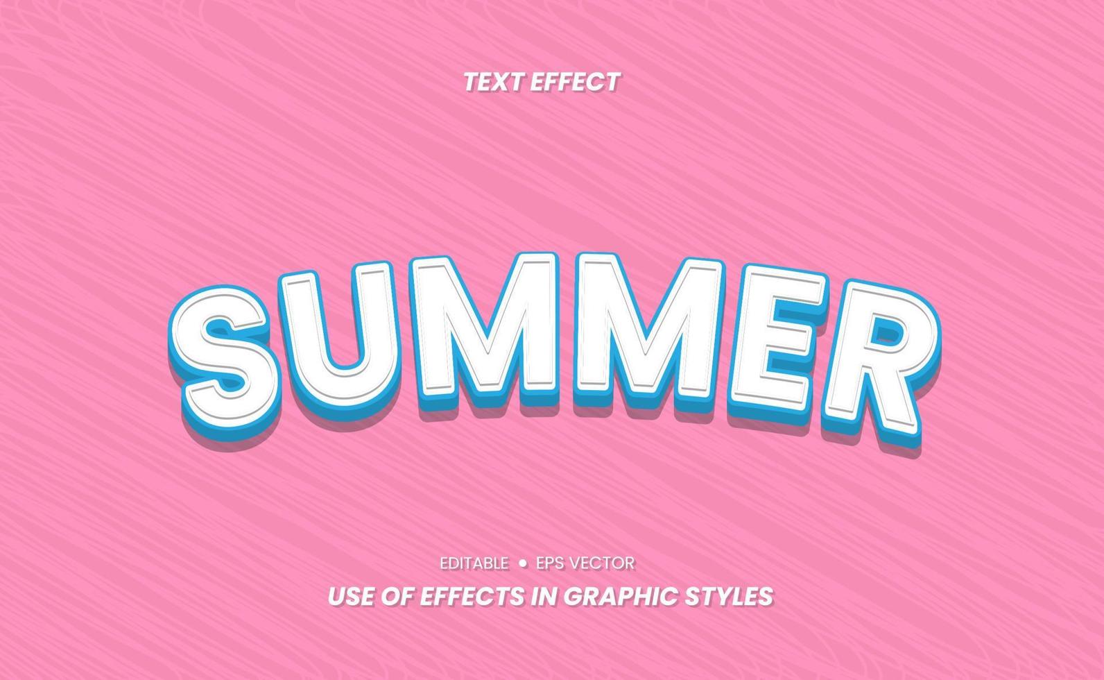 diseño de vector de texto de efecto 3d de verano editable