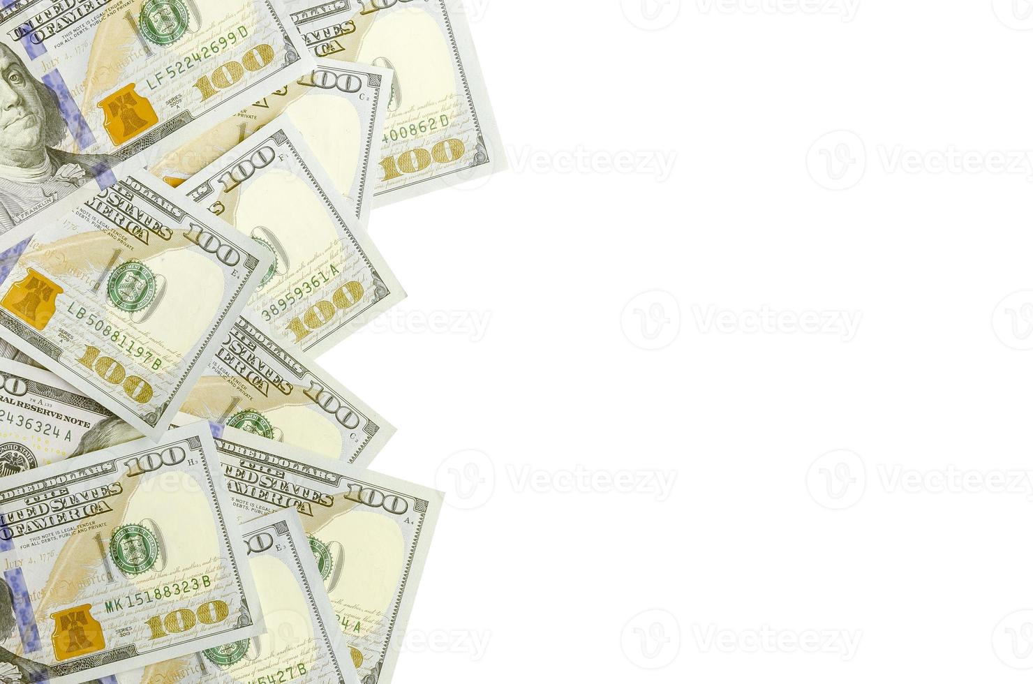 Dollar bills. American money isolated on white with copy space photo