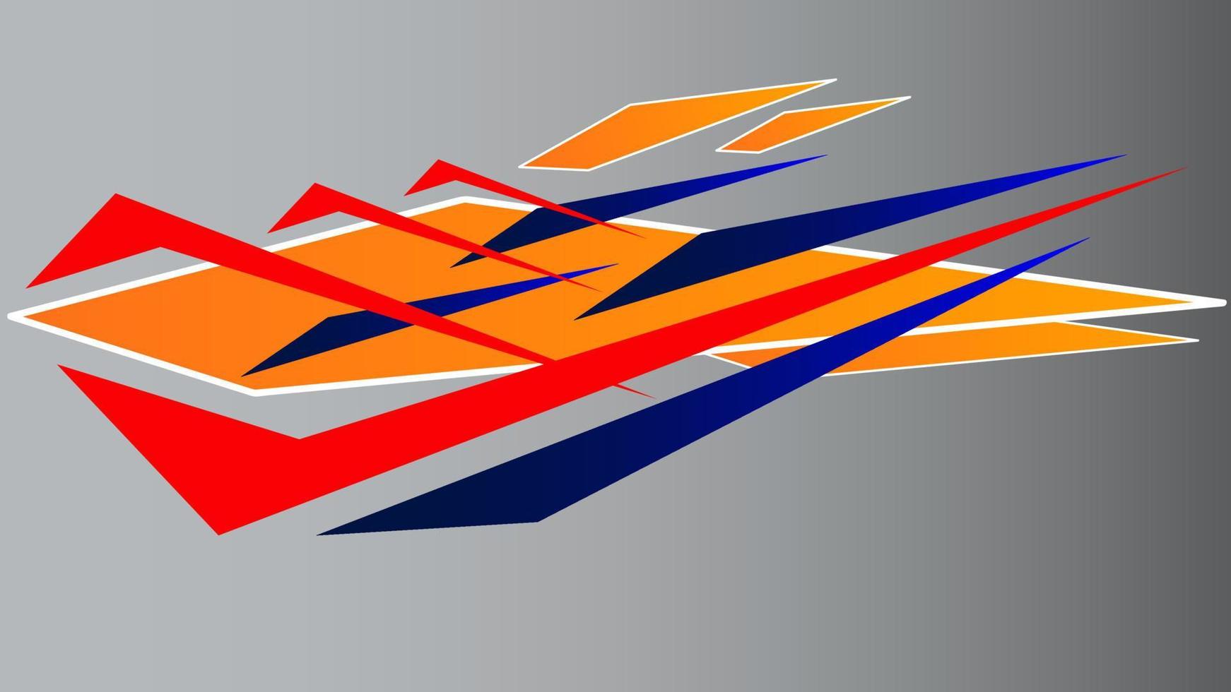 Motor Car race sticker stripes. Red blue and orange composition. vector