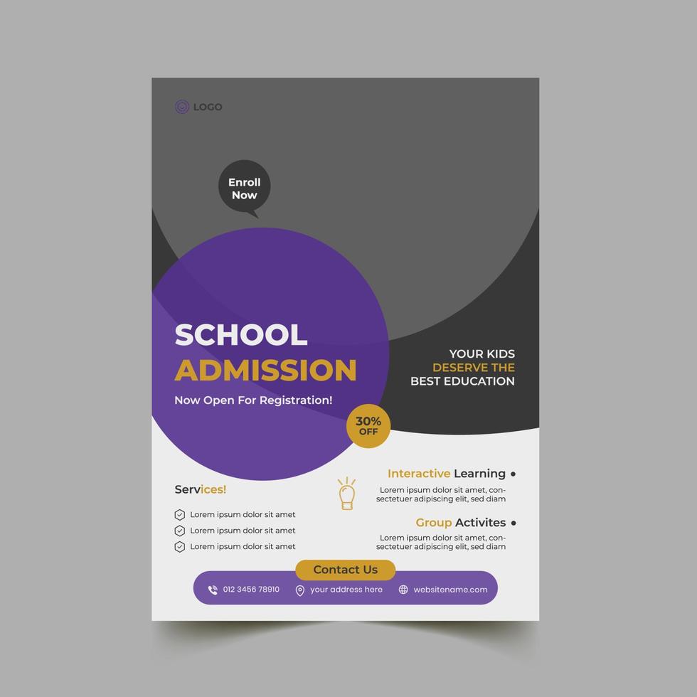 School admission flyer design template vector