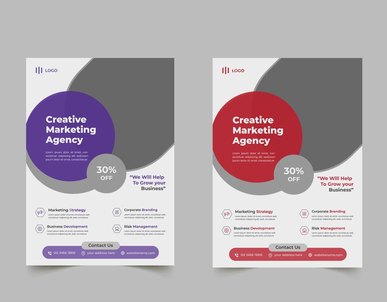 Creative marketing agency flyer design template vector