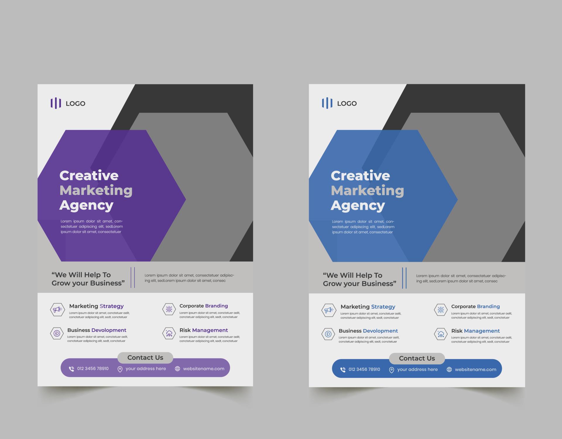 Creative marketing agency flyer design template 13992600 Vector Art at