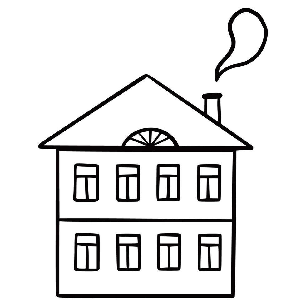 Hand drawn cute house. Doodle vector