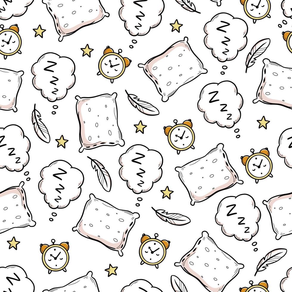Sleep, bed time seamless pattern vector