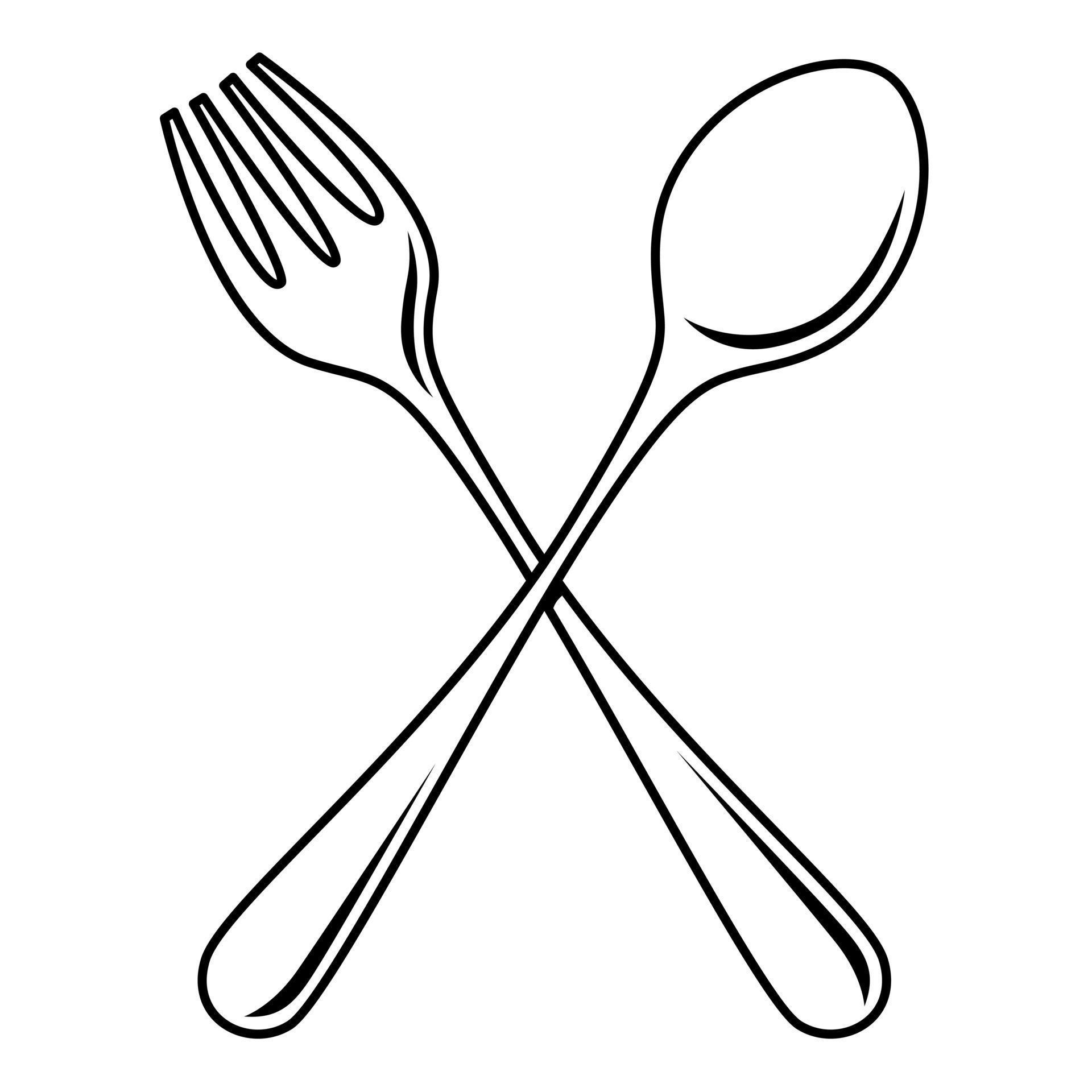 Cutlery drawing with black lines 13992765 Vector Art at Vecteezy