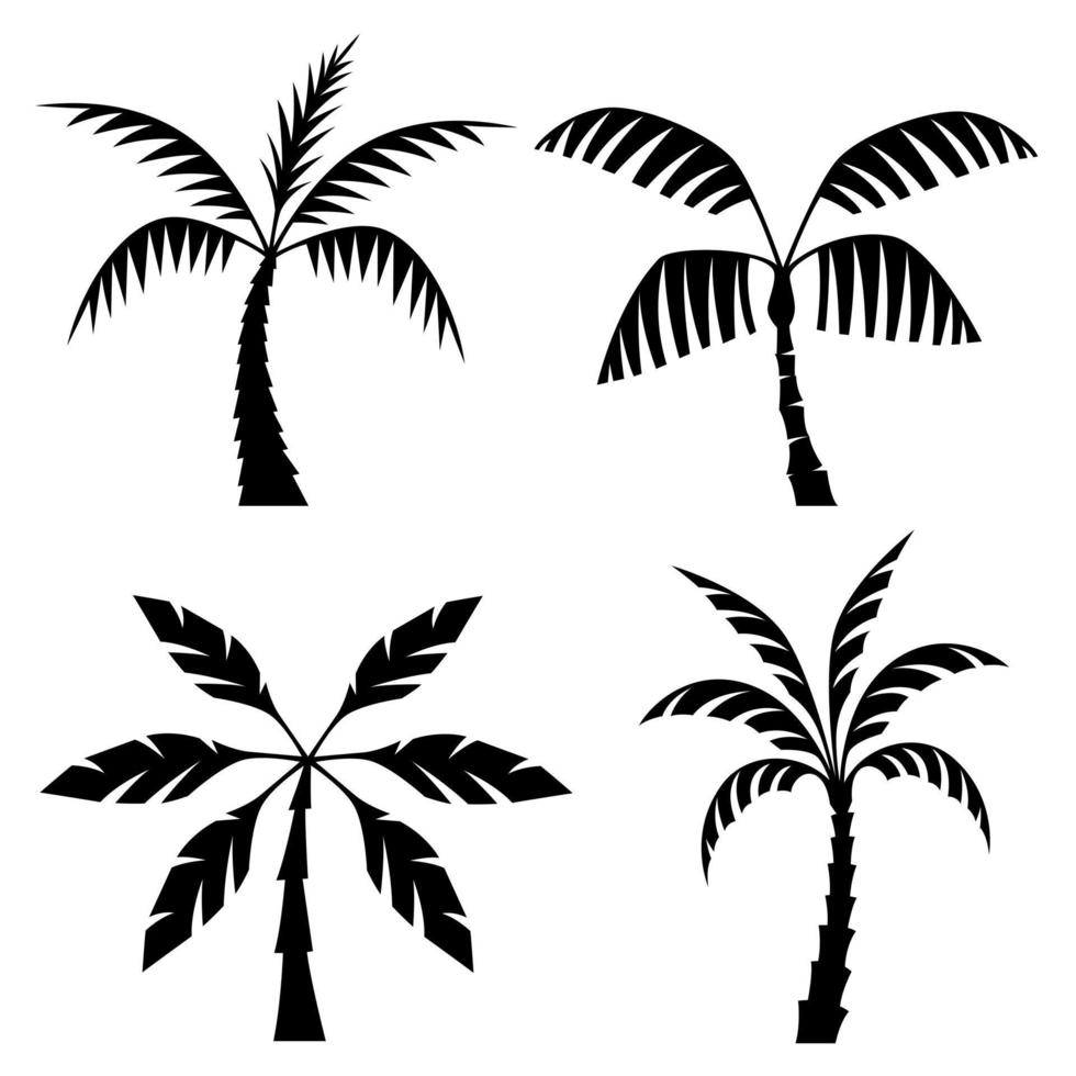 palm tree silhouette, black simple pictogram on white background vector