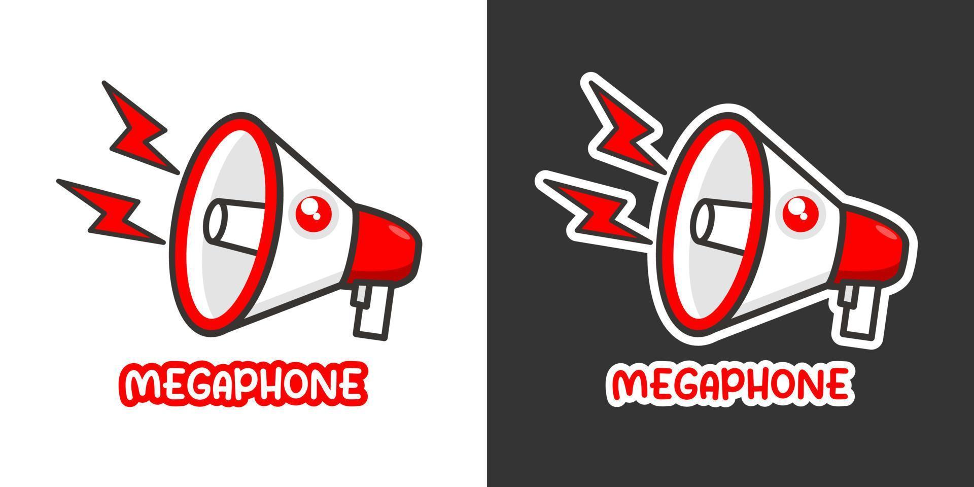 Megaphone speaker cute kawaii cartoon vector icon concept. Flat illustration style for poster, brochure, web, mascot, sticker, logo and icon.