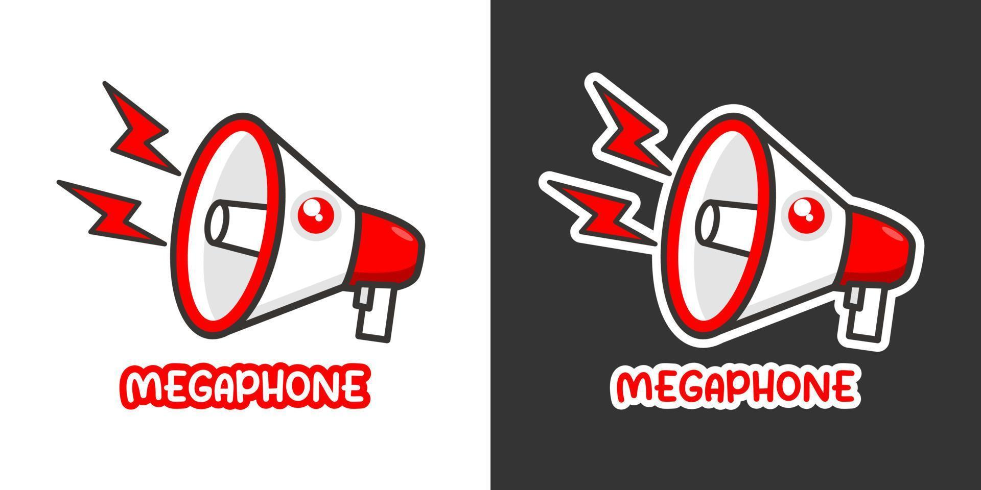 megáfono altavoz lindo kawaii dibujos animados vector icono concepto. estilo de ilustración plana para póster, folleto, web, mascota, pegatina, logotipo e icono.