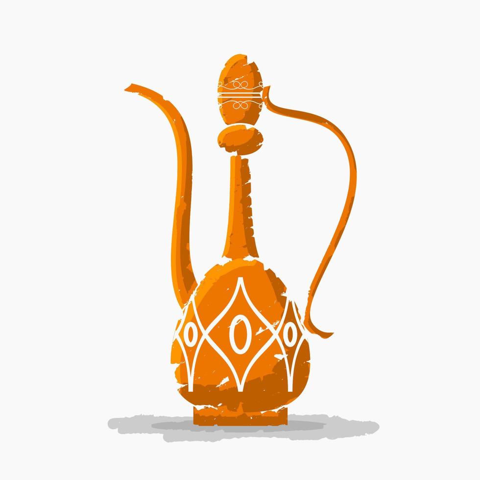 Editable Isolated on White Background Arabian Coffee Jug Vector Illustration in Brush Strokes Style for Cafe With Middle Eastern Culture Tradition and Islamic Moments Related Design