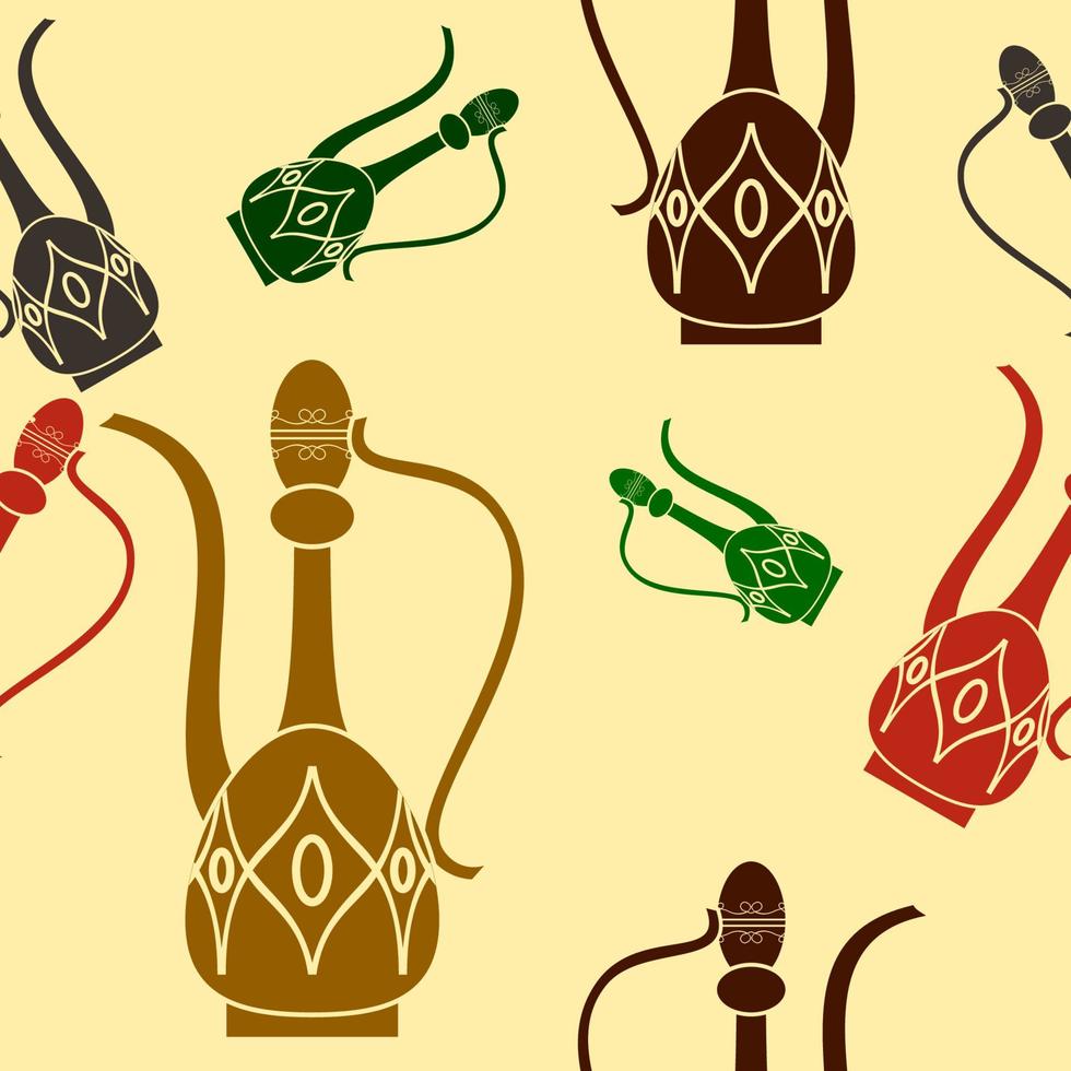 jarras de café dallah monocromáticas planas editables ilustraciones vectoriales en varios colores como un patrón impecable para crear un fondo de tradición cultural árabe café y momentos islámicos relacionados con el diseño vector