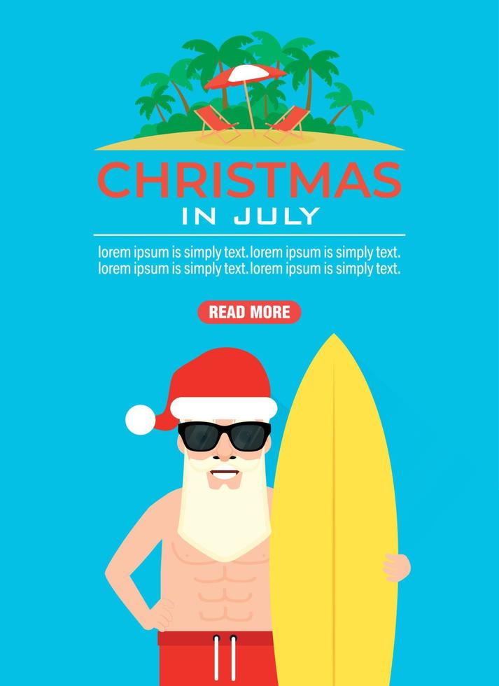 Christmas in july concept design flat vector