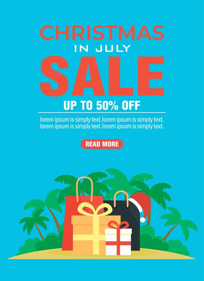 Christmas in july sale 50 off flat design banner vector