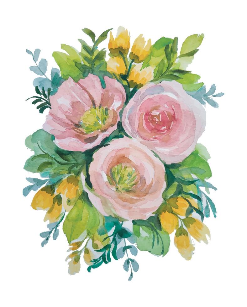 watercolor flower bouquet hand drawn clipart vector