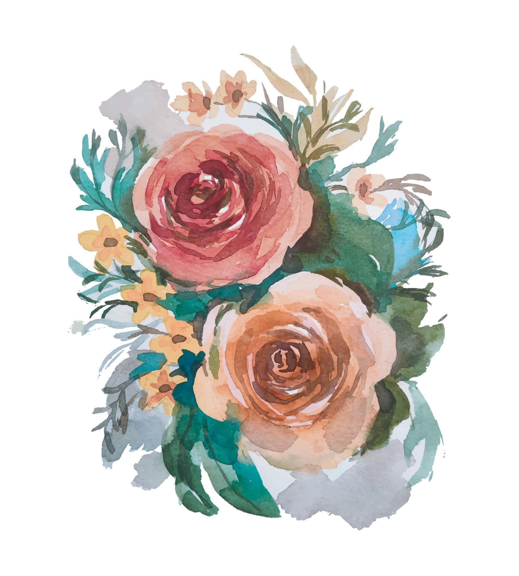 watercolor flower bouquet hand drawn clipart 13992848 Vector Art at