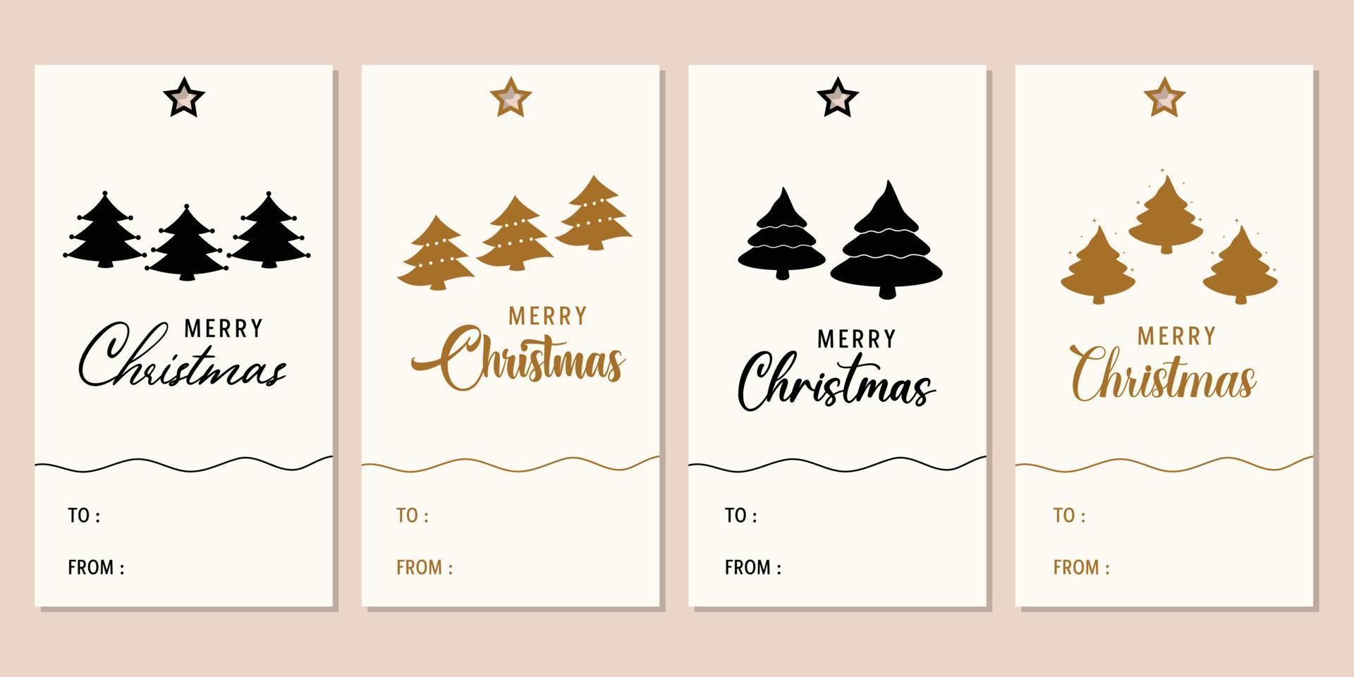 Merry Christmas tags set. Christmas printable gift tags. vector