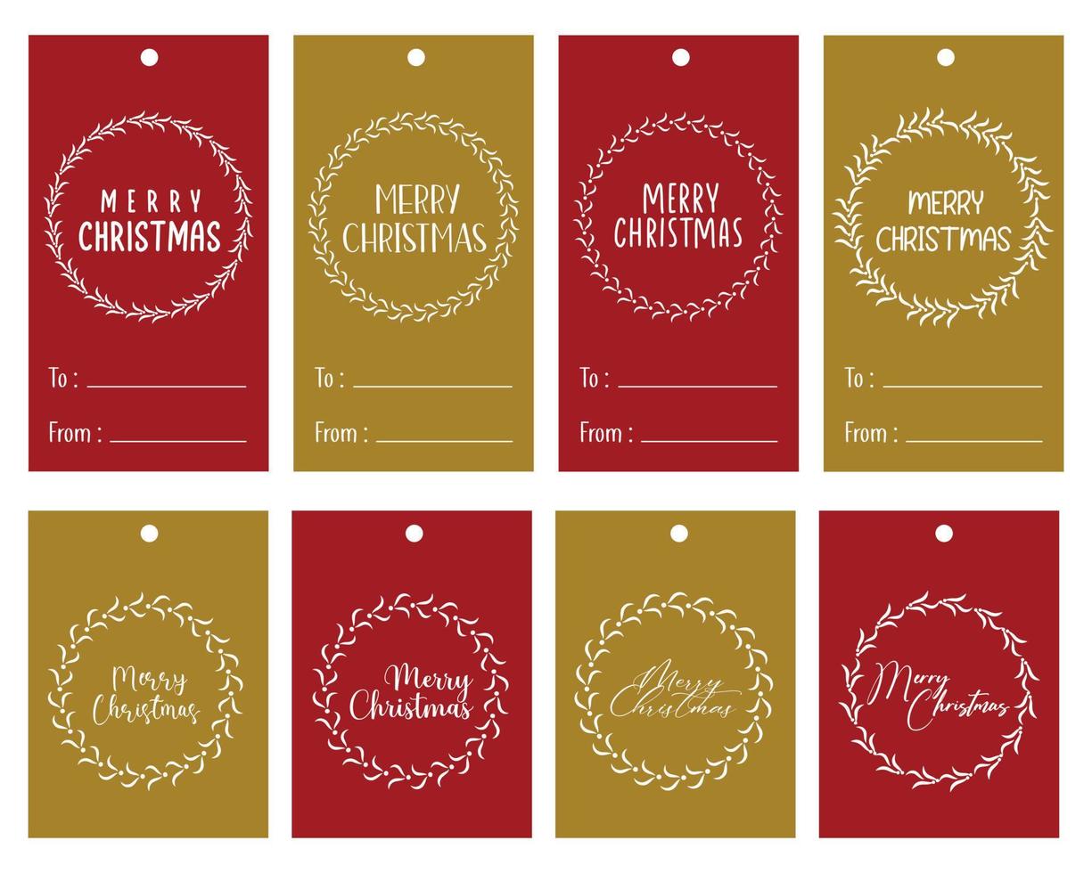 Merry Christmas gift tags set. vector