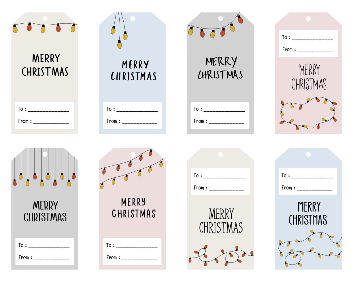 Set of Merry Christmas gift tags. vector