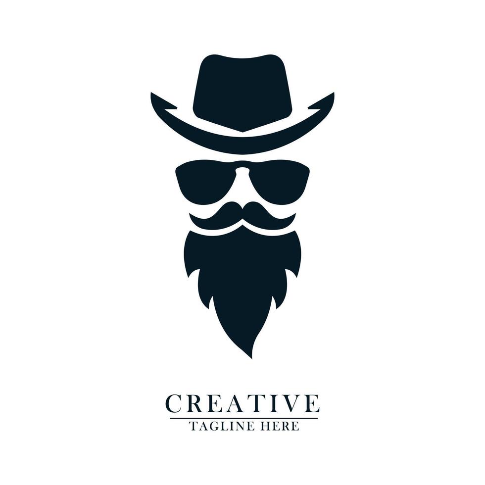 bearded cowboys bespectacled and mustachioed bold logo icon vector