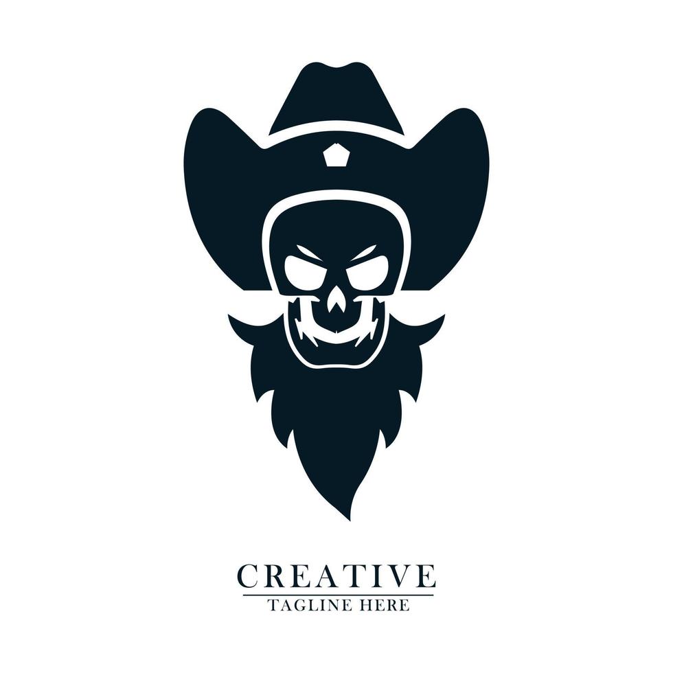 vaquero cráneo barba icono logo vektor vector