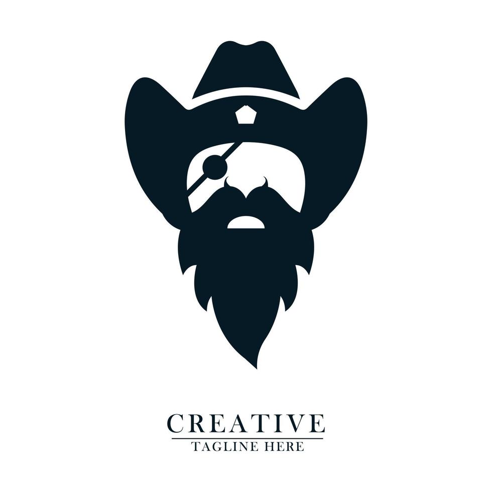 old one-eyed cowboy icon logo simple and elegant vector