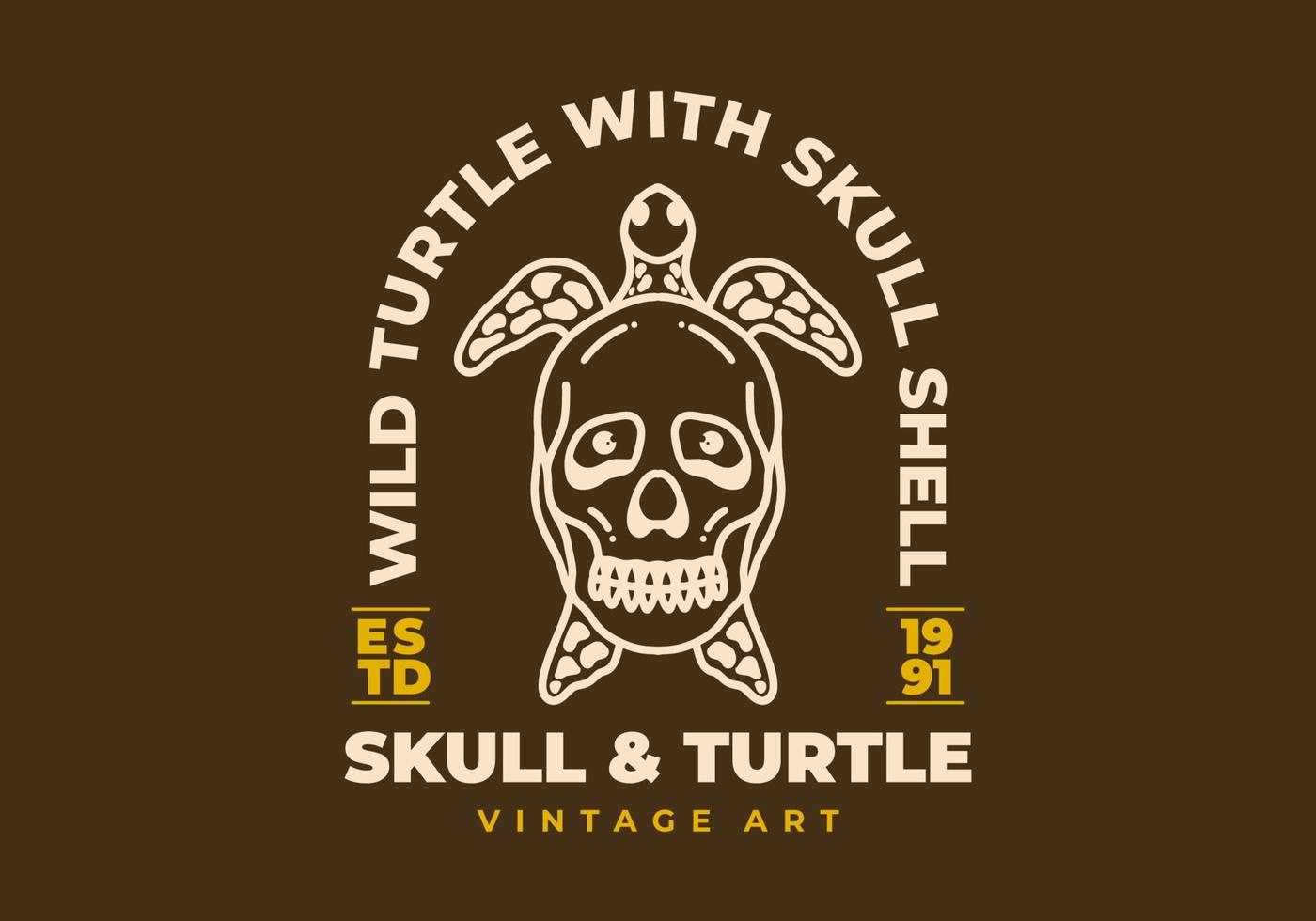 ilustración de arte vintage de una tortuga salvaje vector