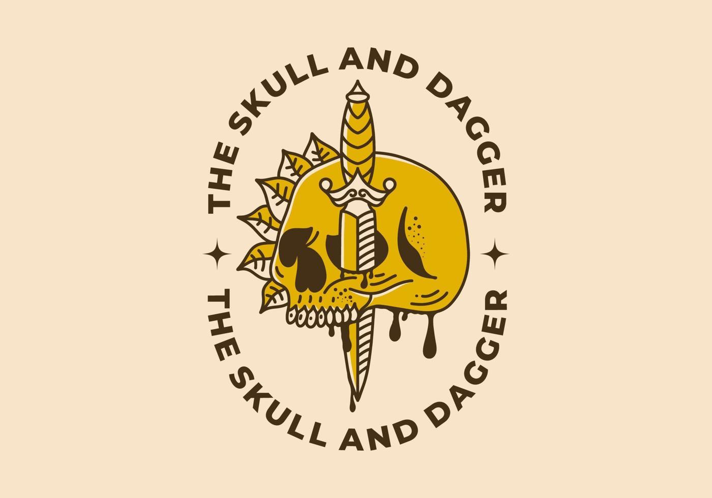 Vintage art illustration of the skull and the dagger vector