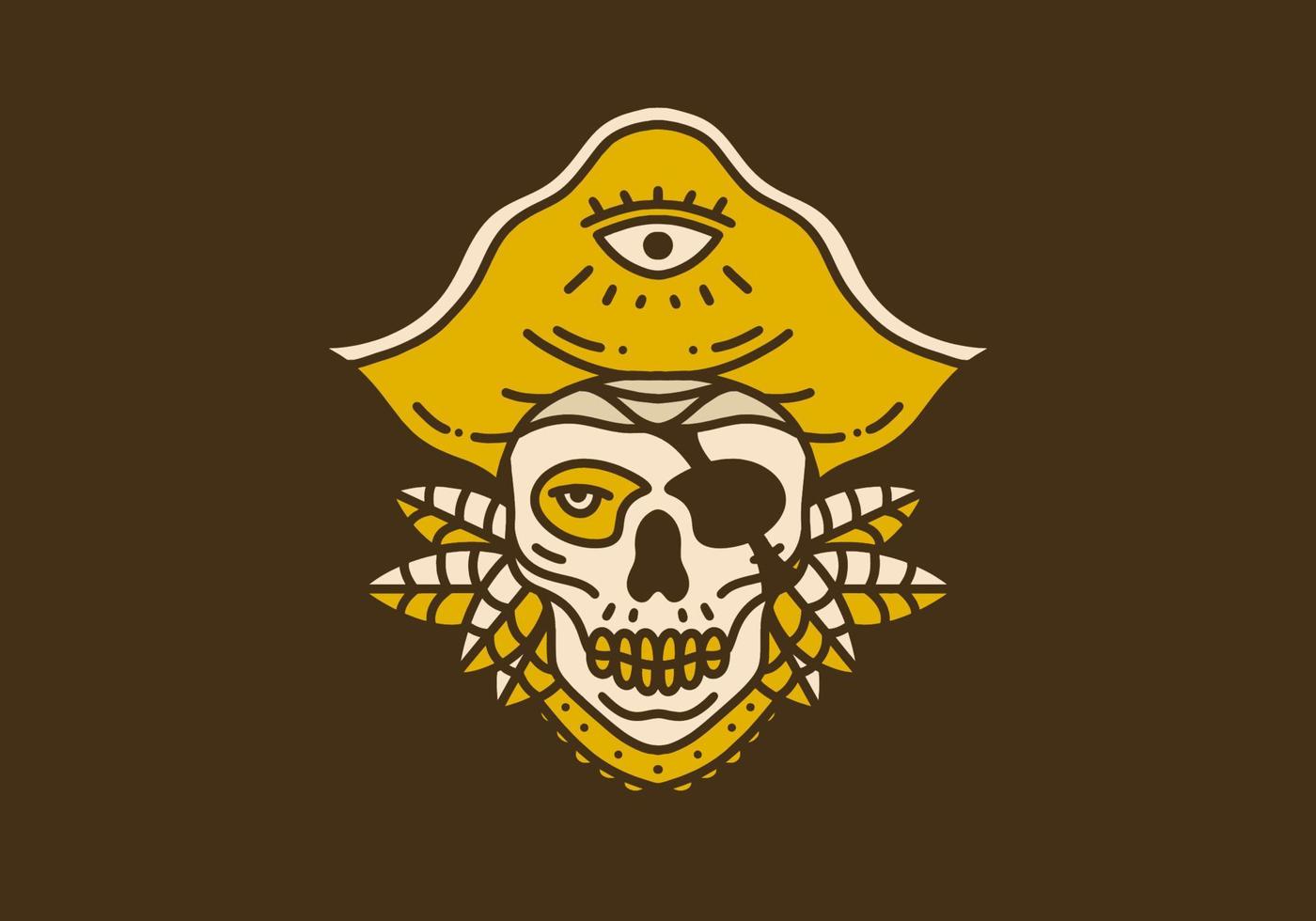 Vintage art illustration of the skull pirates vector