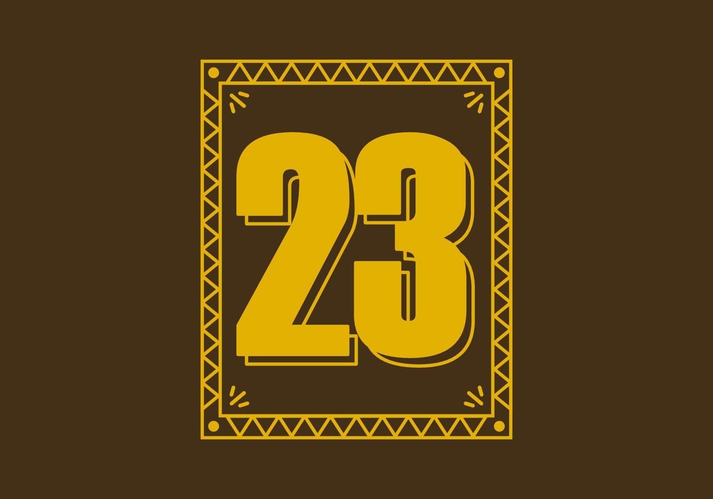 Number 23 in retro rectangle frame vector