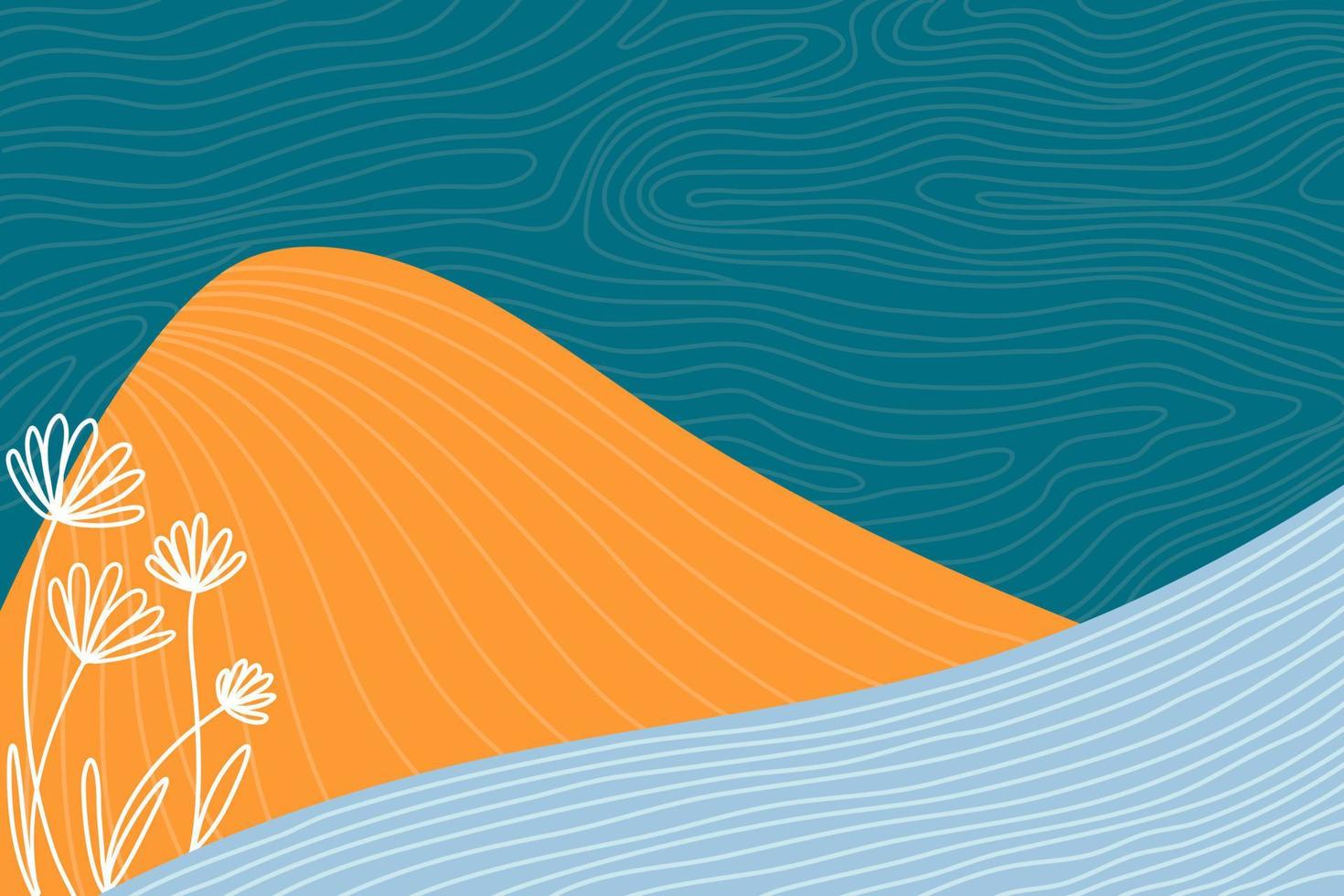abstracto paisaje fondo vista azul naranja color japonés diseño papel pintado vector