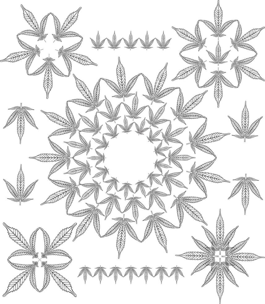 patrón de contorno de cannabis vector