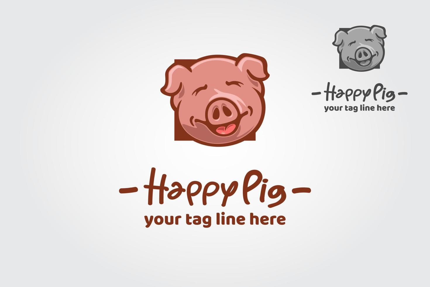 Happy Pig Logo Cartoon Character. Enjoy this funny pig logo illustration. Awesome logo for use in logos with bbq or any other business. vector