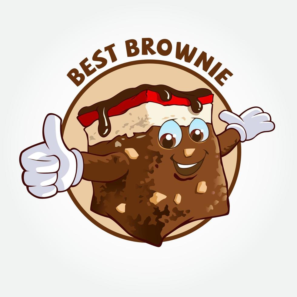Best Brownie Logo Cartoon Character. Brownie cute cartoon character. Vector logo illustration.