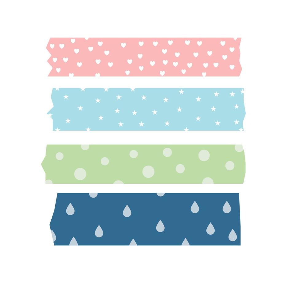 Colorful Washi Tape. Decoration for Notes and Scrapbook. vector
