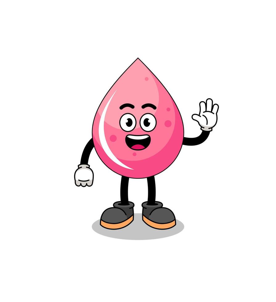 strawberry juice cartoon doing wave hand gesture vector