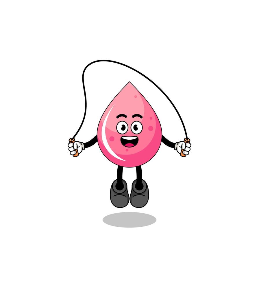 strawberry juice mascot cartoon is playing skipping rope vector