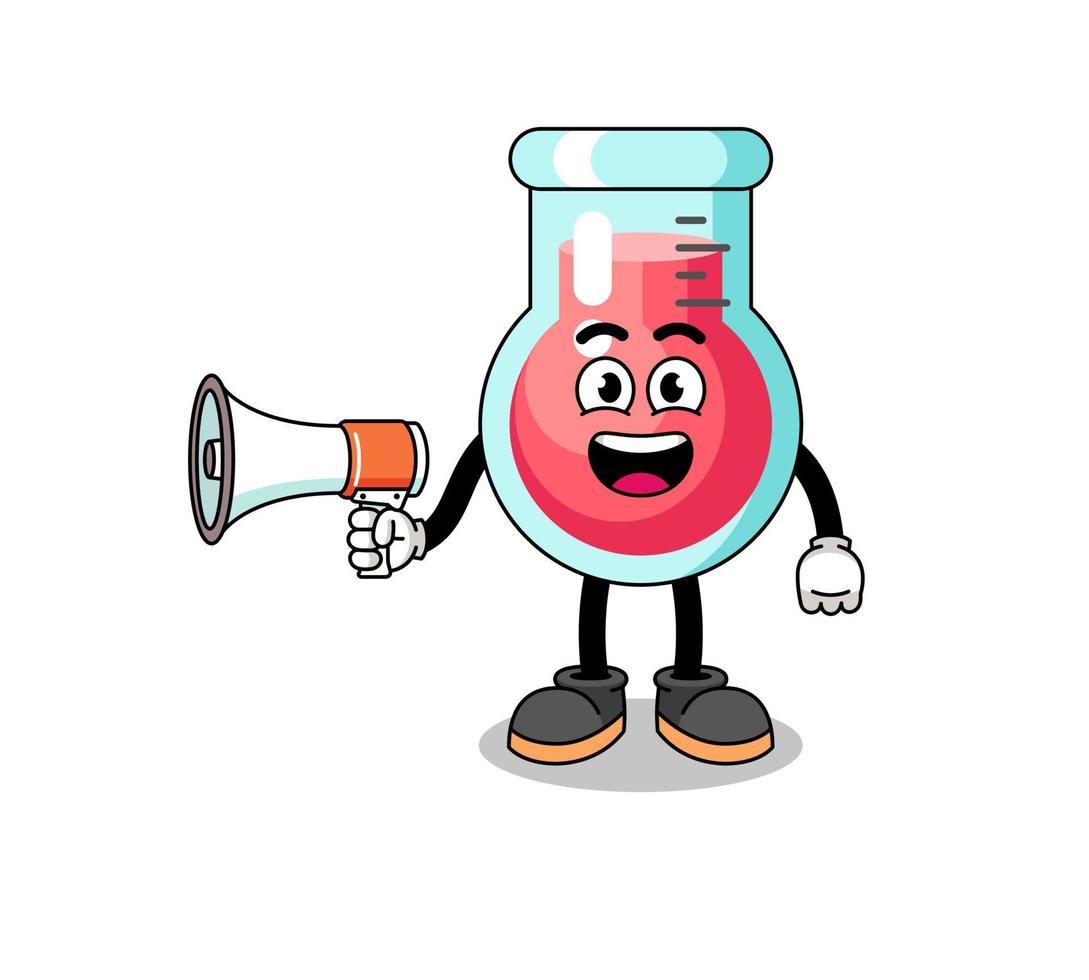 laboratory beaker cartoon illustration holding megaphone vector