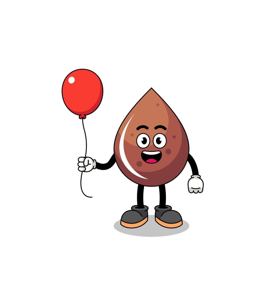 Cartoon of chocolate drop holding a balloon vector