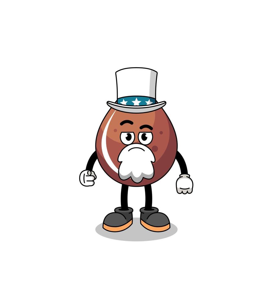 Illustration of chocolate drop cartoon with i want you gesture vector