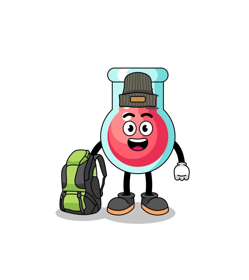 Illustration of laboratory beaker mascot as a hiker vector