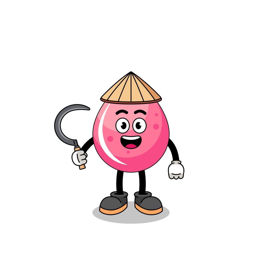 Illustration of strawberry juice as an asian farmer vector