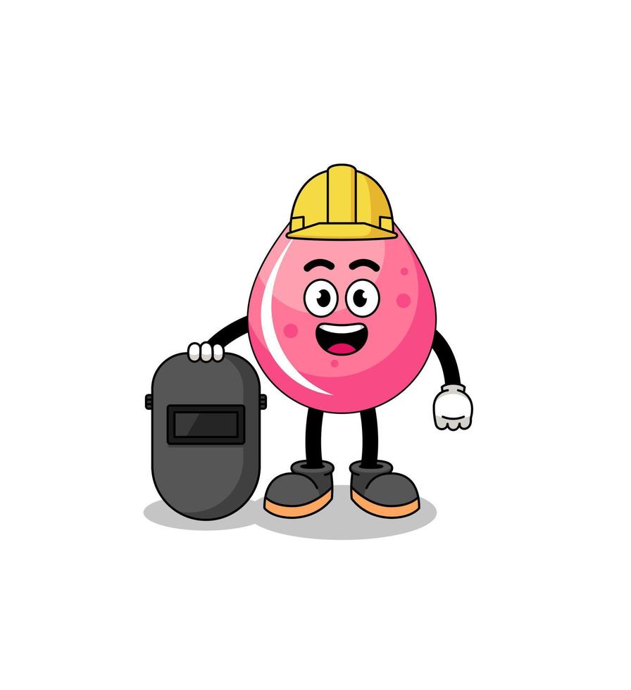 Mascot of strawberry juice as a welder vector