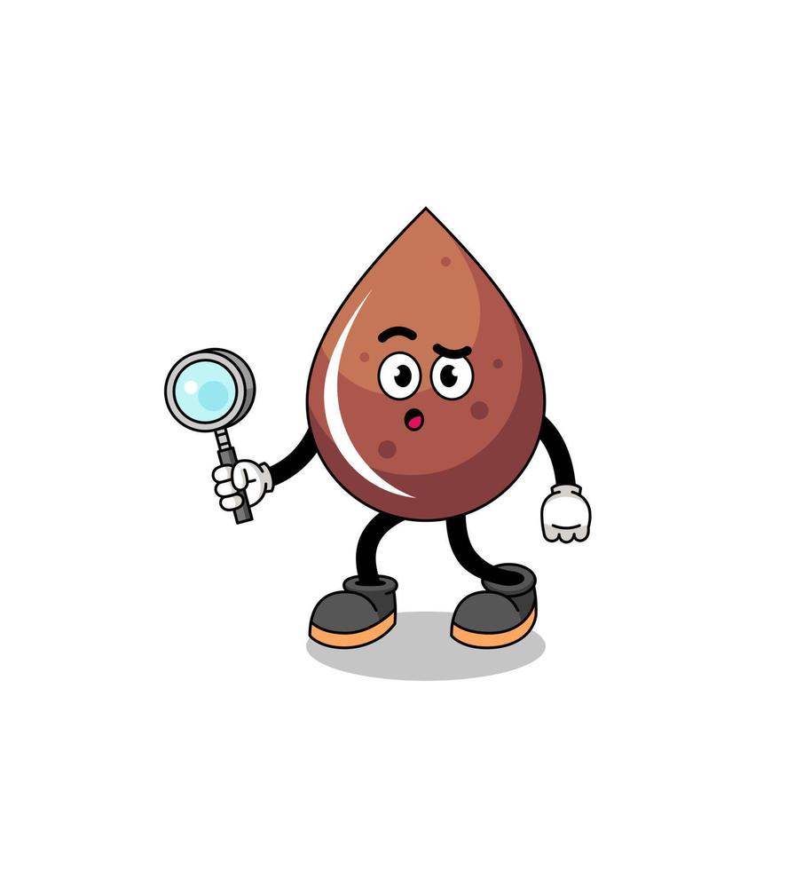 Mascot of chocolate drop searching vector