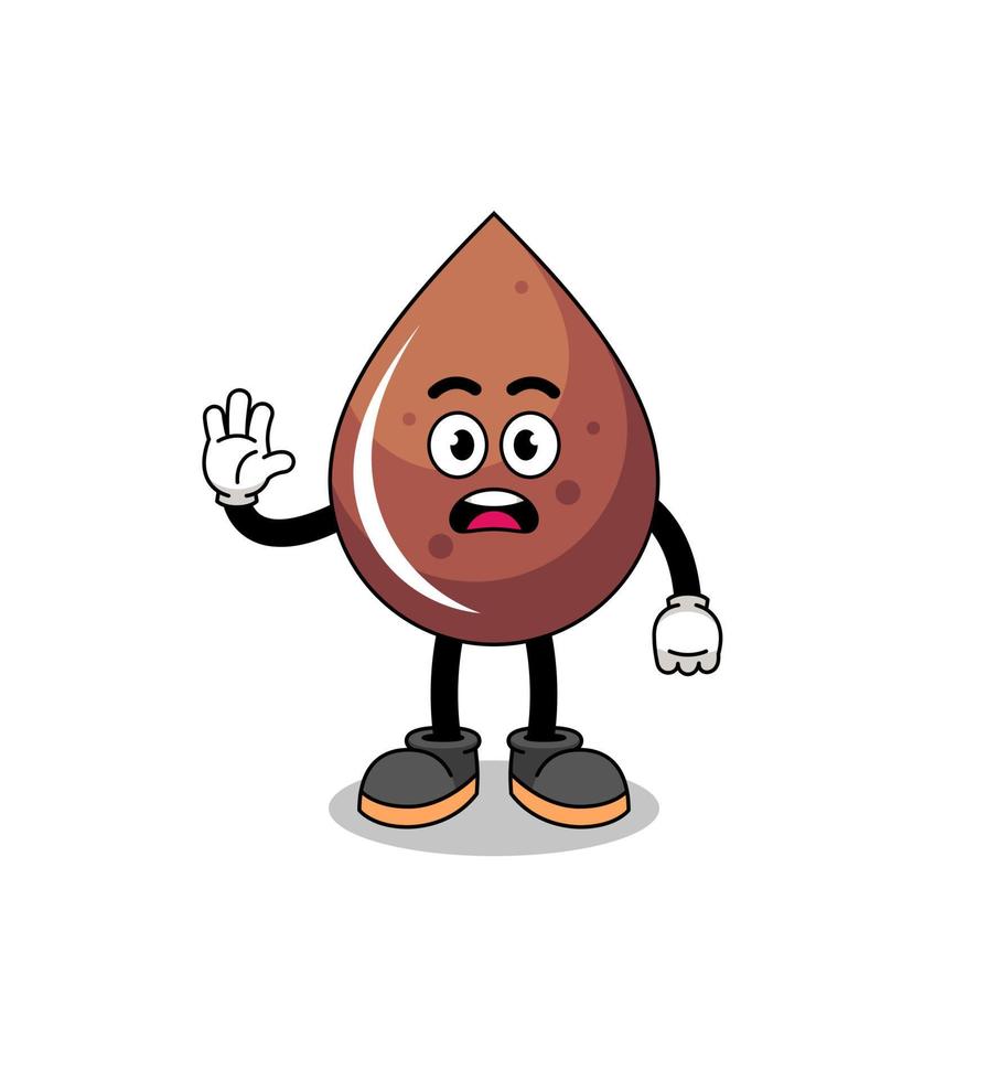 chocolate drop cartoon illustration doing stop hand vector