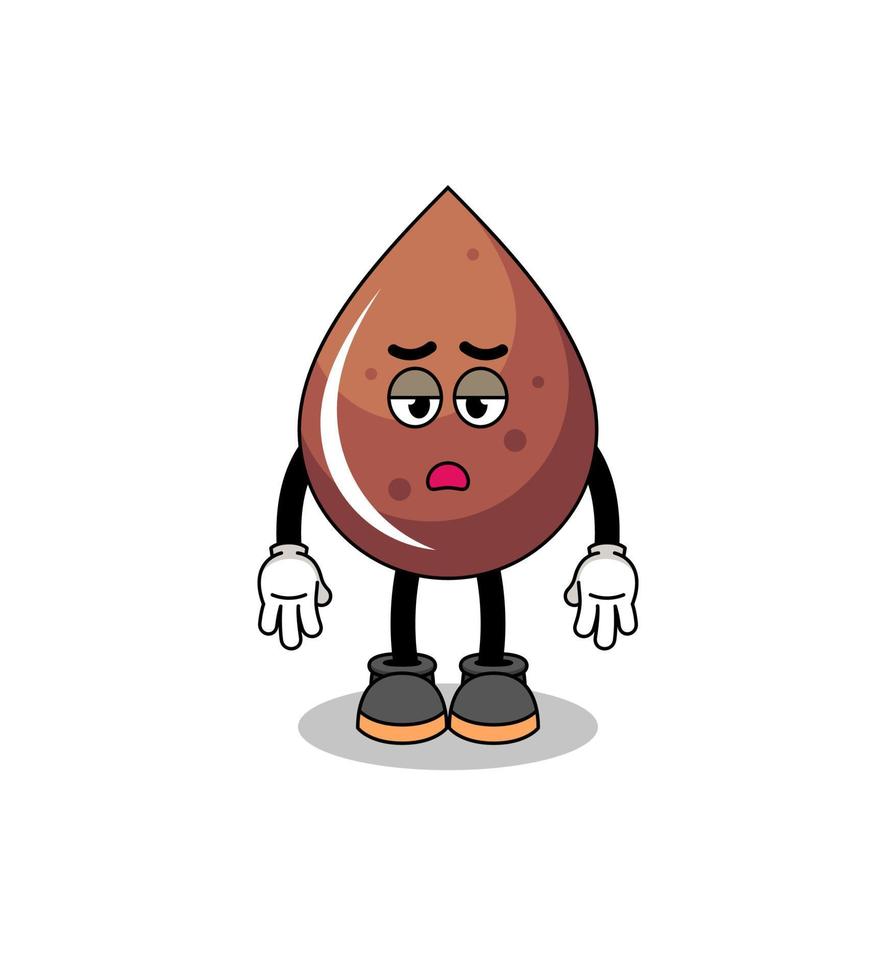 chocolate drop cartoon with fatigue gesture vector