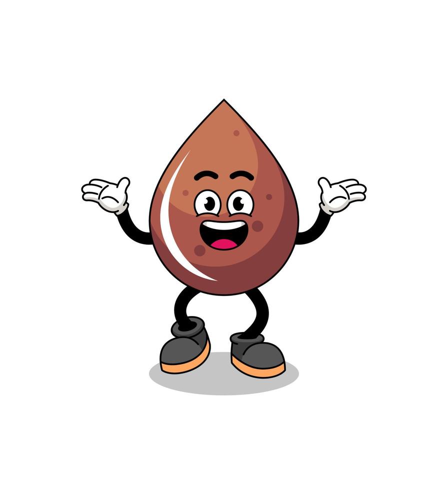 chocolate drop cartoon searching with happy gesture vector