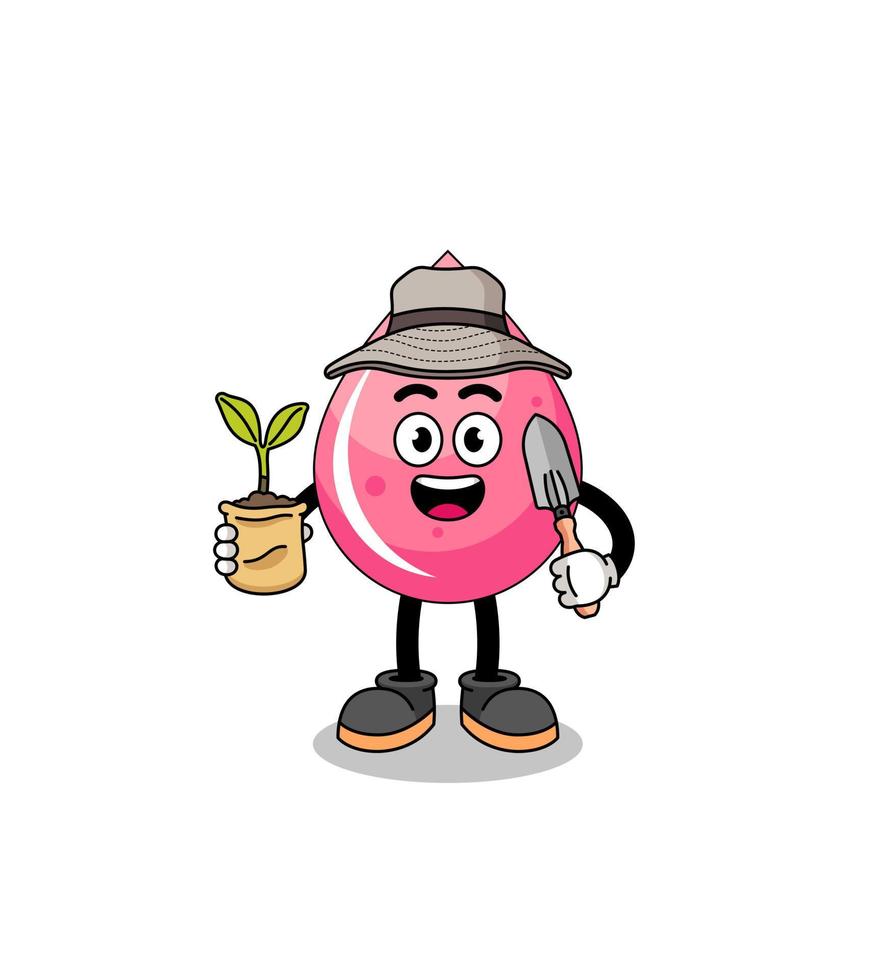 Illustration of strawberry juice cartoon holding a plant seed vector