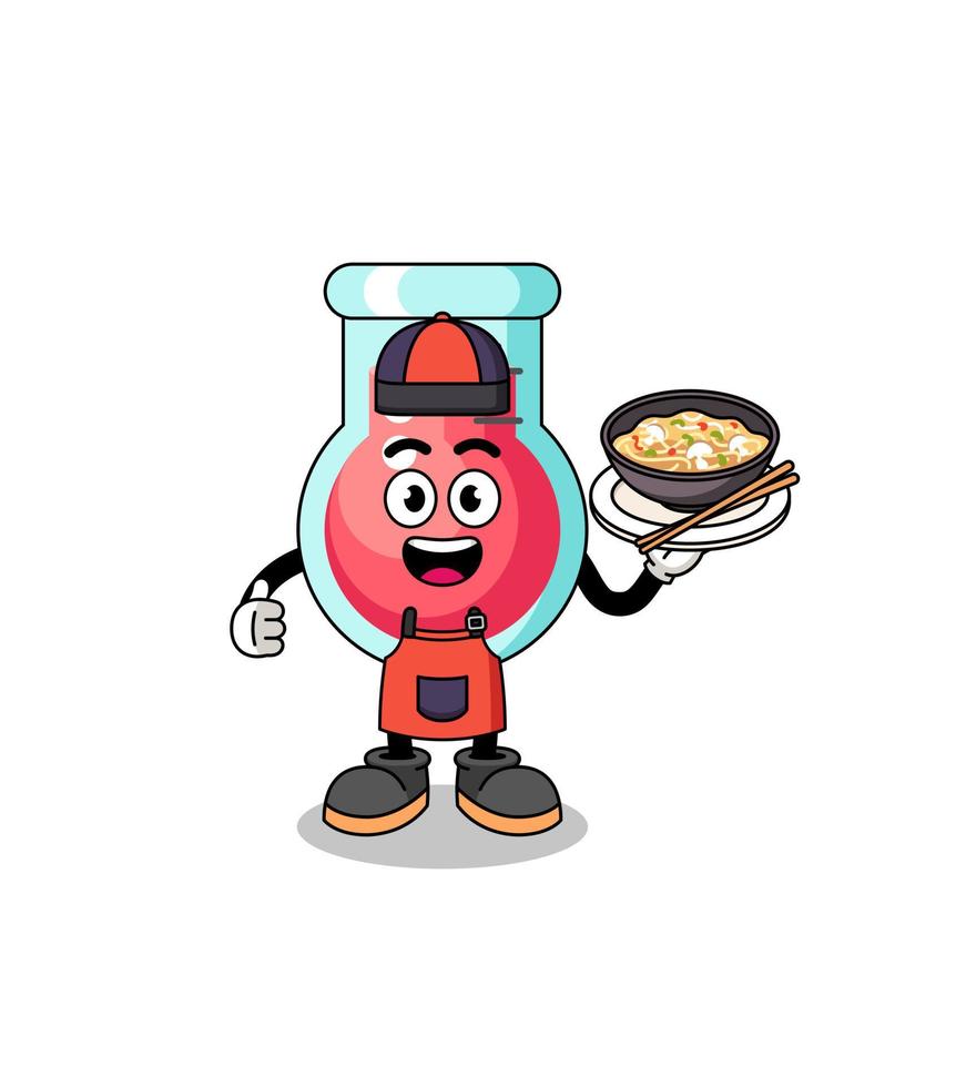 Illustration of laboratory beaker as an asian chef vector