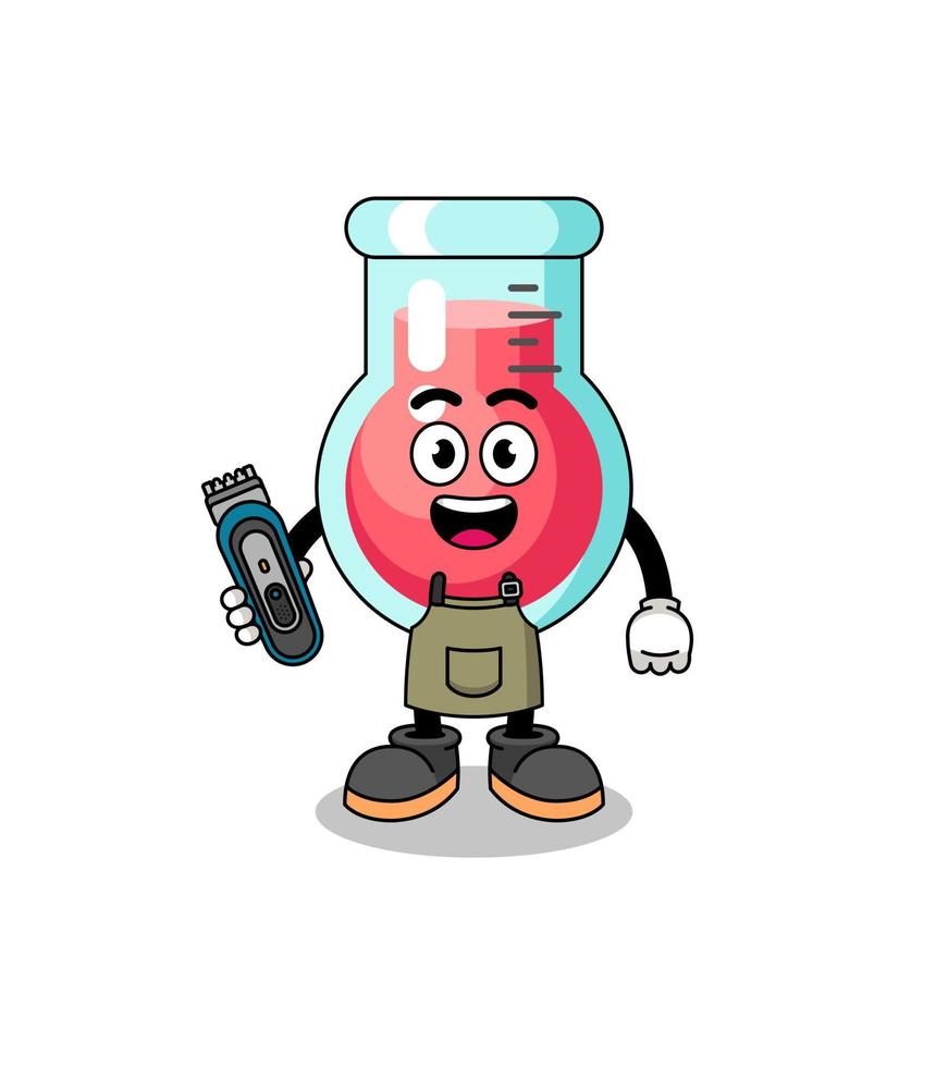 caricatura, ilustración, de, laboratorio, vaso de precipitados, como, un, peluquero, hombre vector