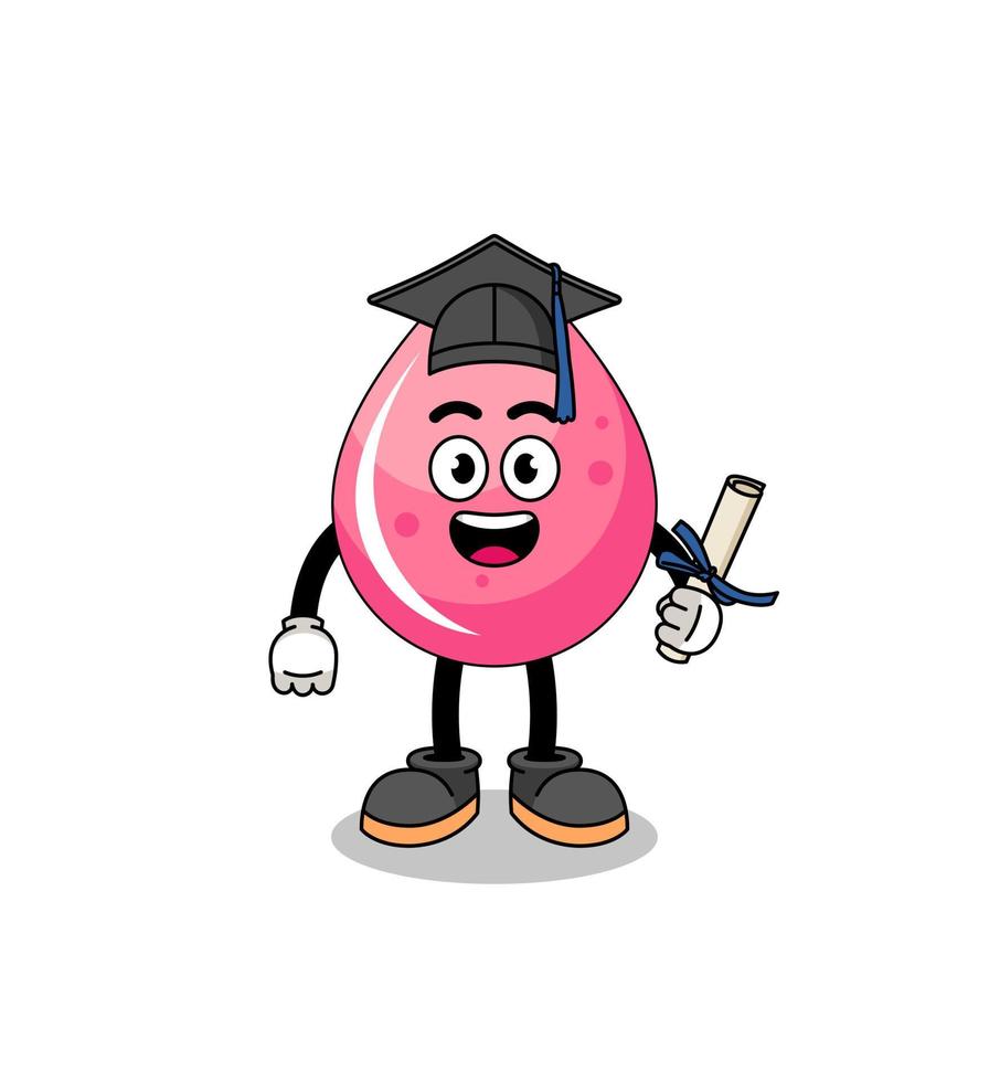 strawberry juice mascot with graduation pose vector