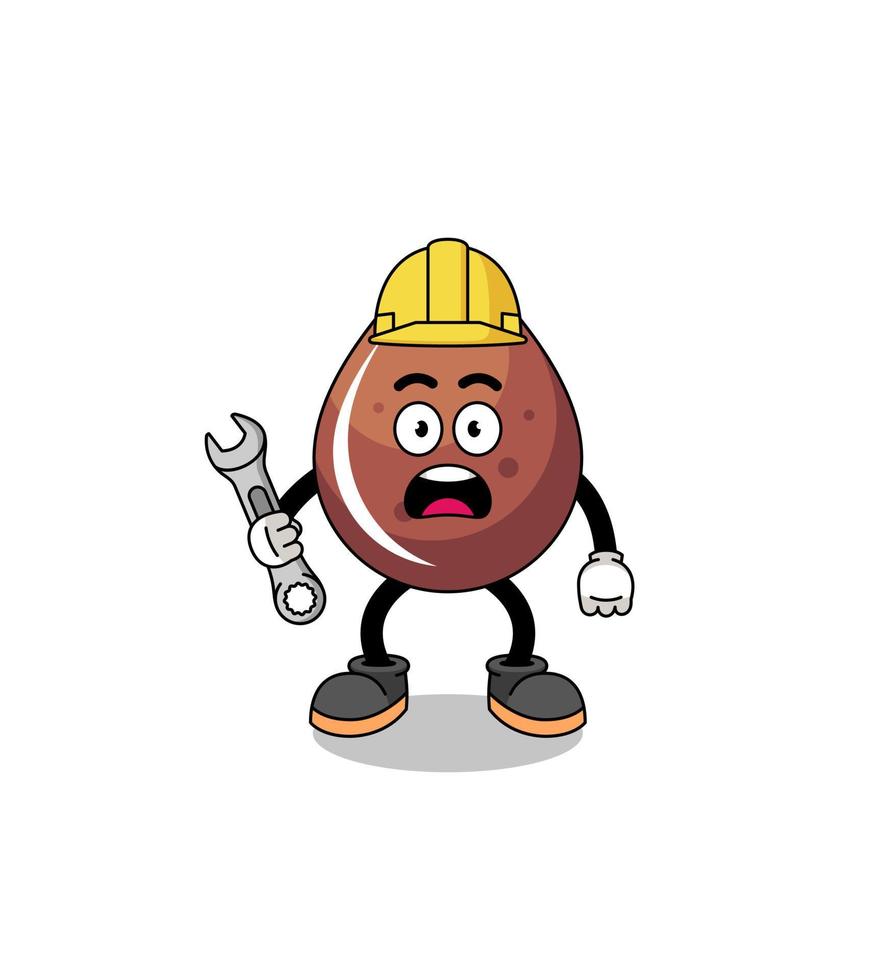 ilustración de personaje de gota de chocolate con error 404 vector